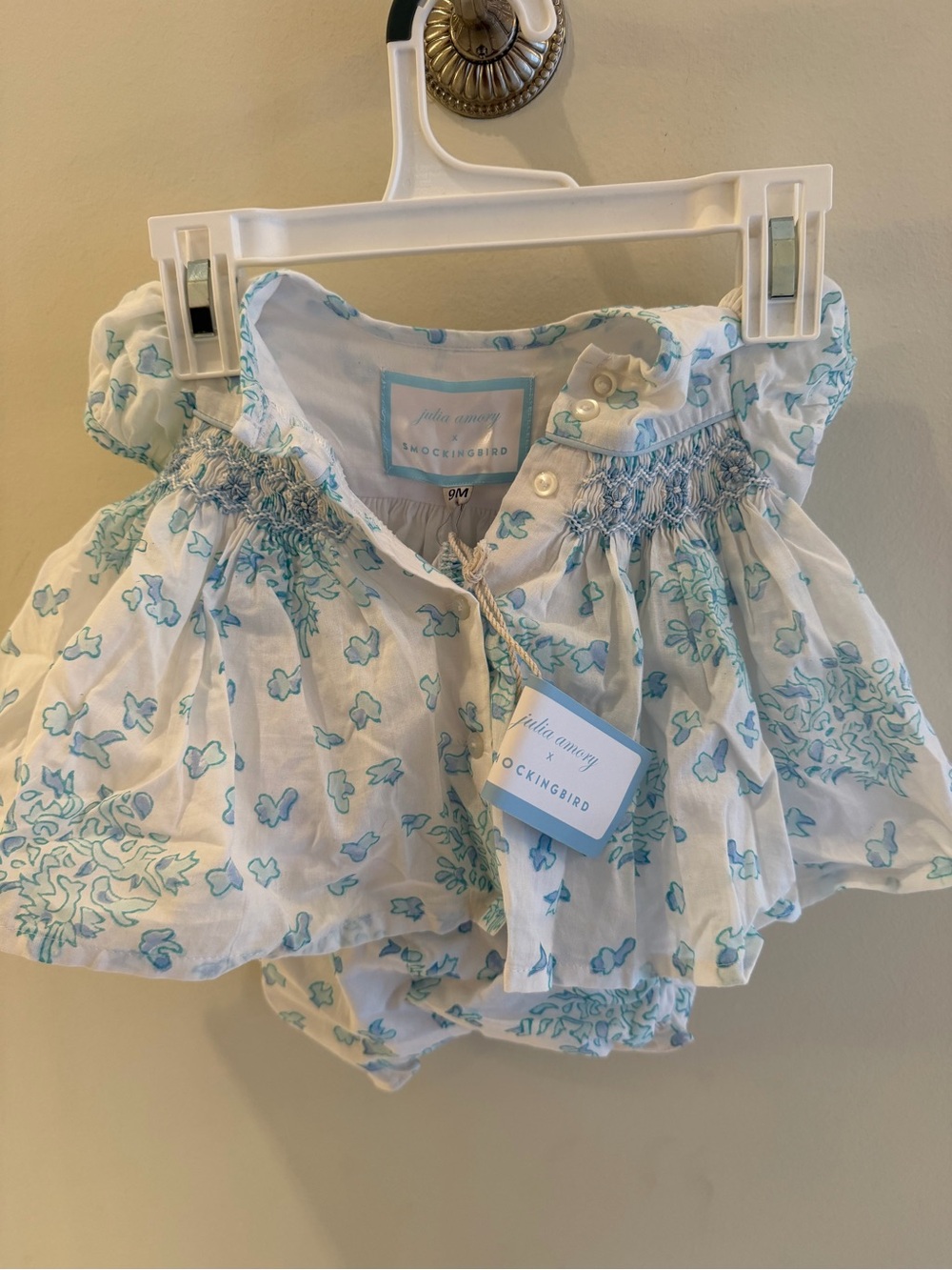 NWT Julia Amory Mockingbird Floral Diaper Cover Set in Light Blue